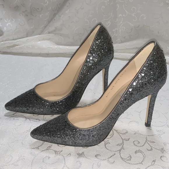 LK Bennett Fern Silver Grey Glitter Heels 36.5 - Picture 3 of 8